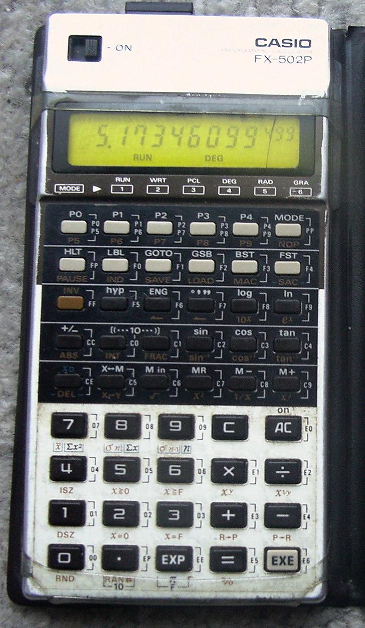 FX-502P with progamming overlay sheet in place