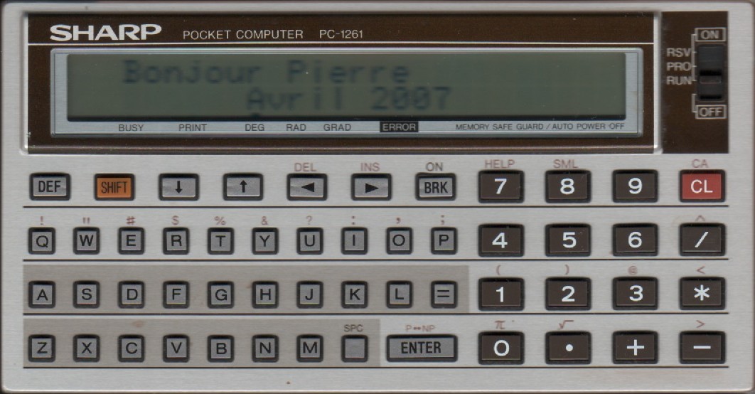Sharp - PC-1261 - - Pir2 - Sharp PC1261 - Casio.ledudu.com - Casio